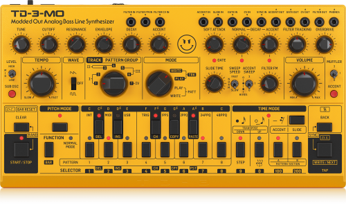 Behringer TD-3-MO Modded Out Analogue Bass Line Synthesizer, Yellow - Image 2
