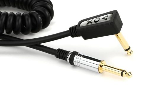 Vox VCC90BK VCC Vintage Straight to Right Angle Coiled Guitar Cable - 29.5 foot Black - Image 3