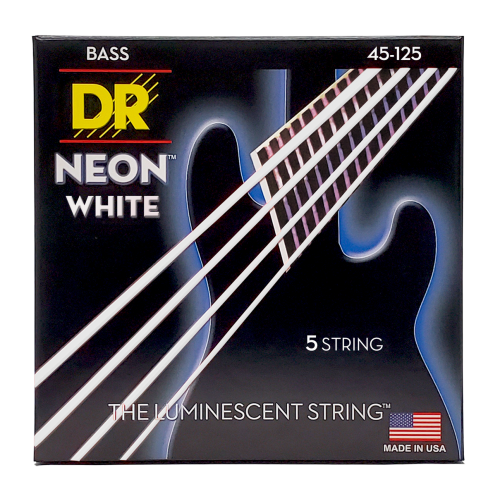 DR Strings HI-DEF NEON White Bass Guitar Strings 5 String - 45-125 - Image 2