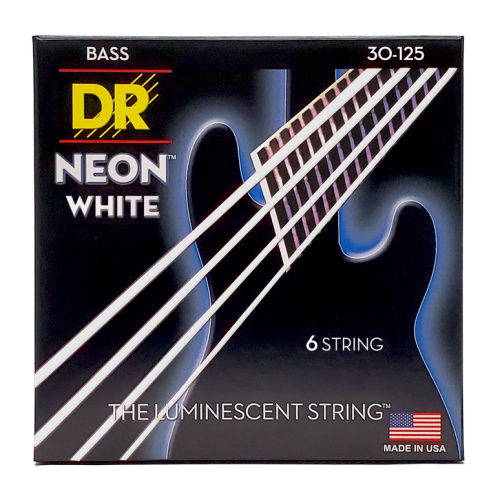 DR Strings 6 string Hi-Def Neon White Coated Bass Guitar Strings 30-125 Medium - Image 3