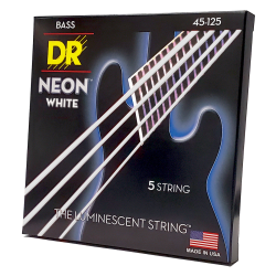 DR Strings HI-DEF NEON White Bass Guitar Strings 5 String - 45-125
