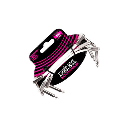 Ernie Ball - 3" Flat Ribbon Patch Cables – 3-Pack – White