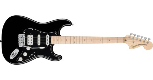 Fender Squier FSR Affinity Series Stratocaster HSS, Maple Fingerboard, Black Pickguard - Black - Image 2