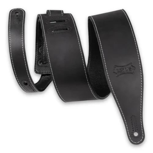Levy's M17BASBLK 2.5-inch Wide Butter Leather Guitar Strap - Black