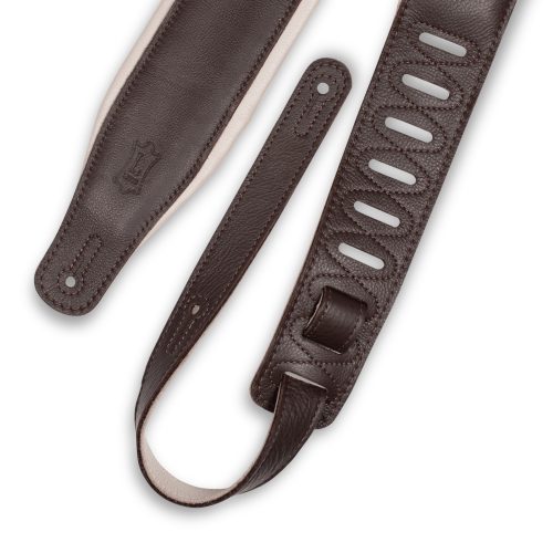 Levy's M26GP-DBR-CRM Garment Leather Guitar Strap - Dark Brown and Cream