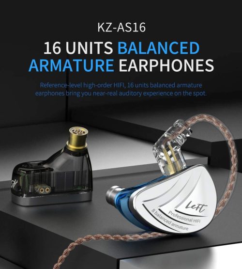 KZ AS16 - Balanced Armature In-Ear Monitor Earphones – Blue - Image 4