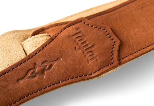 Taylor Gemstone 2.5 inch Sanded Leather Guitar Strap - Medium Brown - Image 2