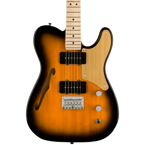 Fender Squier Paranormal Cabronita Telecaster Thinline Electric Guitar – Gold Anodized Pickguard – 2-Color Sunburst