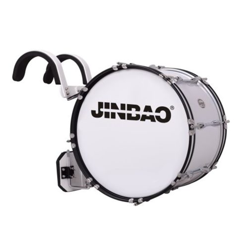 Jinbao Economical 26×12 Marching Bass Drum with Carrier – White