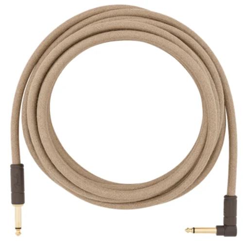 Fender Festival Hemp Straight to Right Angle Instrument Cable - 18.6 foot Natural
