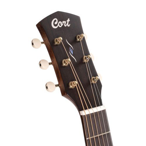 CORT Core-PE Mahogany Parlor Acoustic Electric Guitar – Open Pore Black Burst - Image 8