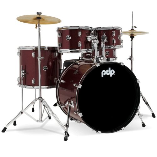 PDP Center Stage 5-piece Kit with Cymbals - Ruby Red Sparkle