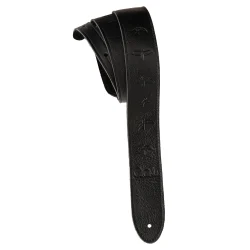 PRS 2 inch Leather Strap, Embossed Birds, Black