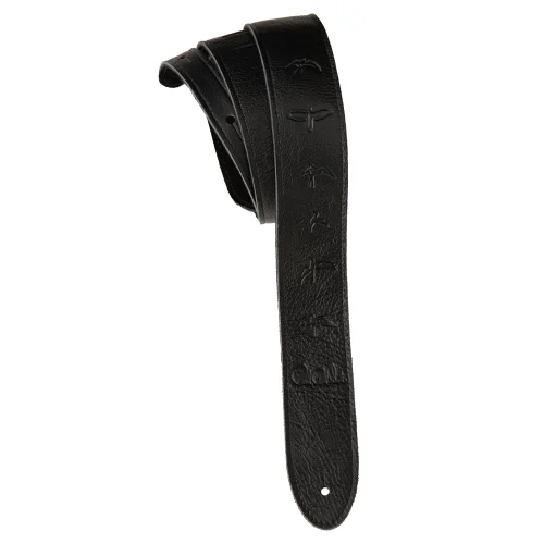 PRS 2 inch Leather Strap, Embossed Birds, Black