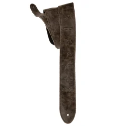 PRS 2 inch Leather Strap, Embossed Birds, Worn Black