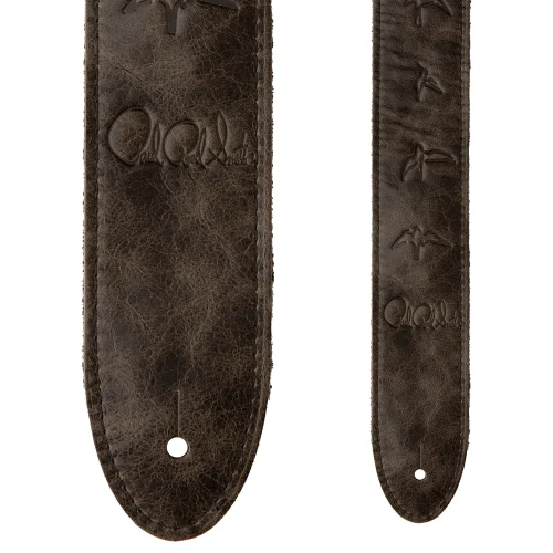 PRS 2 inch Leather Strap, Embossed Birds, Worn Black - Image 2