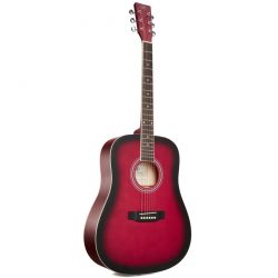 SX SD104K Dreadnought Acoustic Guitar Pack - Red