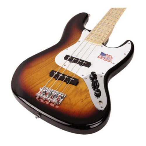 SX SJB75 Swamp Ash 4 String Bass Guitar - 3 Tone Sunburst - Image 3