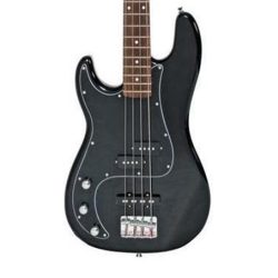 SX SPB62 4 String Precision Bass Guitar, Left Handed - Black
