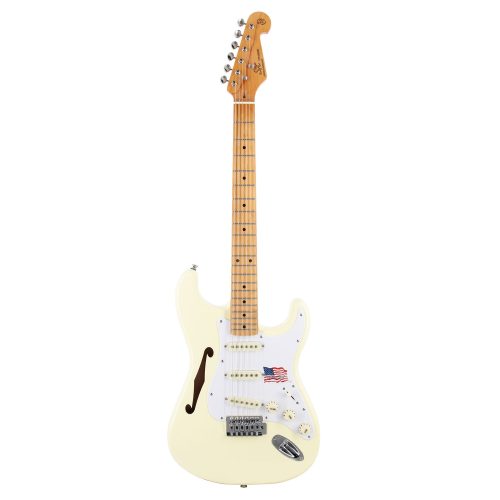 SX SST Alder Series Semi-Hollowbody Electric Guitar - Vintage White - Image 2