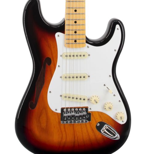 SX SST Ash Strat Electric Semi Hollowbody Guitar – 3 Tone Sunburst