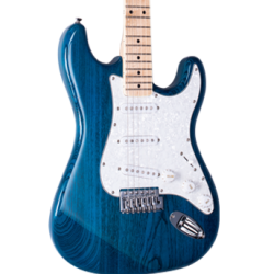 SX SST Ash Strat Electric Guitar - Transparent Blue