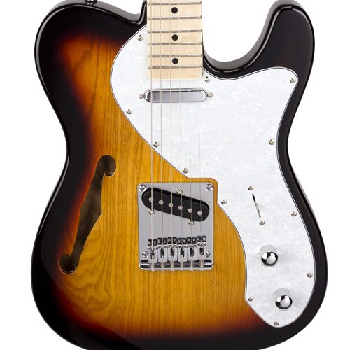 SX Tele Semi-Hollow Body Electric Guitar – 3 Tone Sunburst