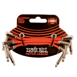 Ernie Ball 7.6cm Flat Ribbon Patch Cables – 3-Pack – Red