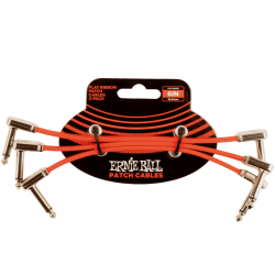 Ernie Ball 15.2cm Flat Ribbon Patch Cables – 3-Pack – Red