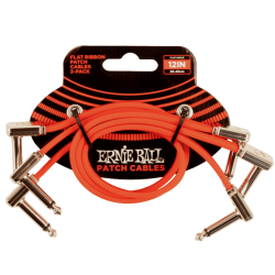 Ernie Ball 30cm Flat Ribbon Patch Cables – 3-Pack – Red