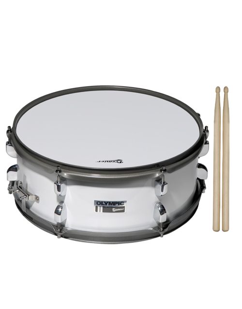 Premier Olympic White Snare Drum 14' x 5.5 inch with Carrier and Sticks - Image 2