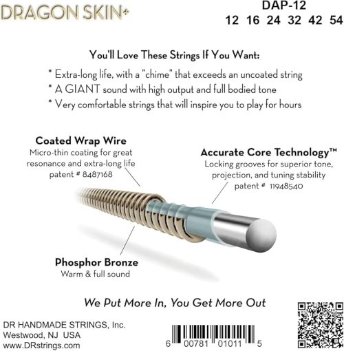 DR Strings Dragon Skin+ .012-.054 Acoustic Guitar Strings - Image 2