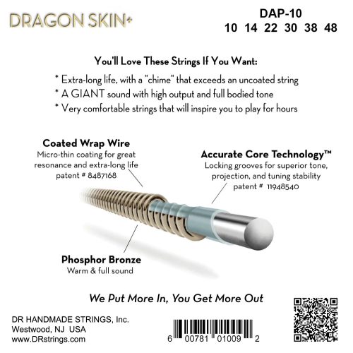 DR Strings Dragon Skin+ .010-.048 Acoustic Guitar Strings - Image 2