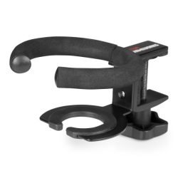 The Gator Frameworks Desk Edge Cup Holder prevents careless spills by keeping your beverage securely clamped to the side of your desk, leaving you confident