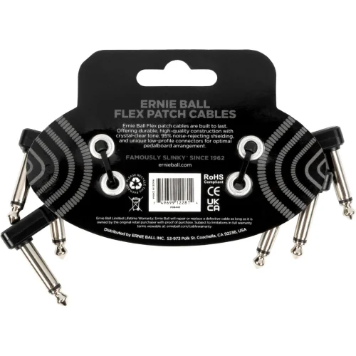 Ernie Ball Flex Patch Cable - 3 inches Black (3-pack) - Image 2