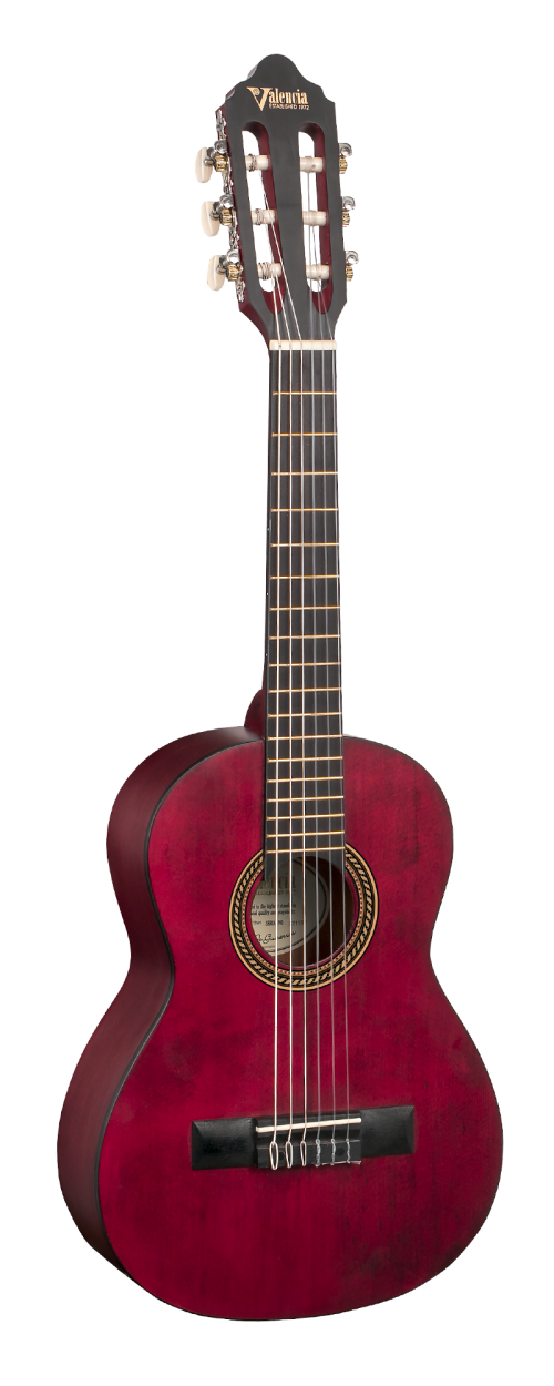 Valencia 1/4 Classical Guitar - Transparent Red - Image 2