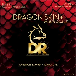 DR Strings Dragon Skin+ Coated 6-string Bass Strings - .030-.125