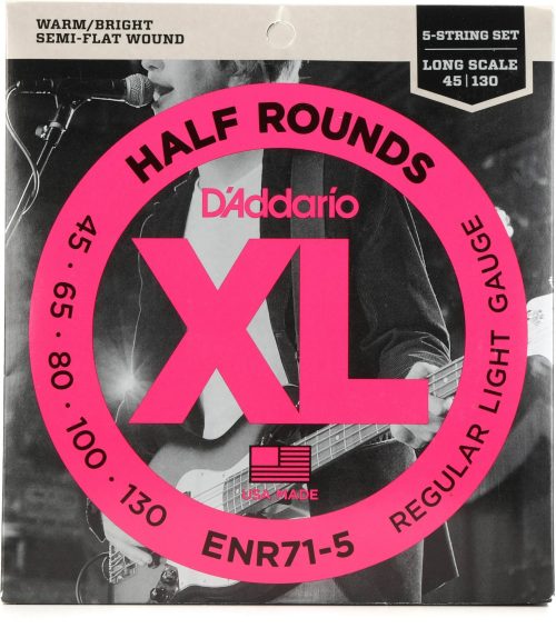 D'Addario XL Half Rounds Bass Guitar Strings - .045-.130 - 5-string