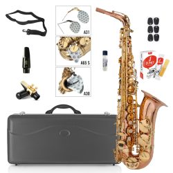 Jinbao Eb Alto Saxophone JBAS200GB - Rose Brass Student Bundle