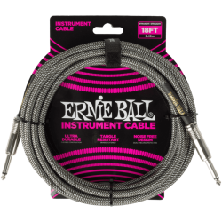 Ernie Ball Braided Instrument Cable – (5.5M) – Silver Fox
