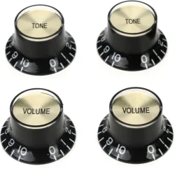 Gibson Top Hat Knobs with Inserts - Black with Gold Metal Insert