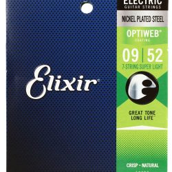 Elixir Strings 19007 Optiweb Electric Guitar Strings - .009-.052 Super Light 7-string
