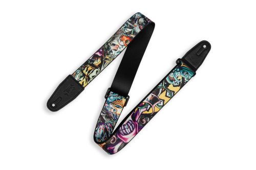 Levy's MP2TAT-003 Polyester Guitar Strap 2 inch Tattoo Design 3