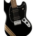 Fender Squier FSR Bullet Mustang HH Electric Guitar - Black w/ Gold Competition Stripes - Image 3