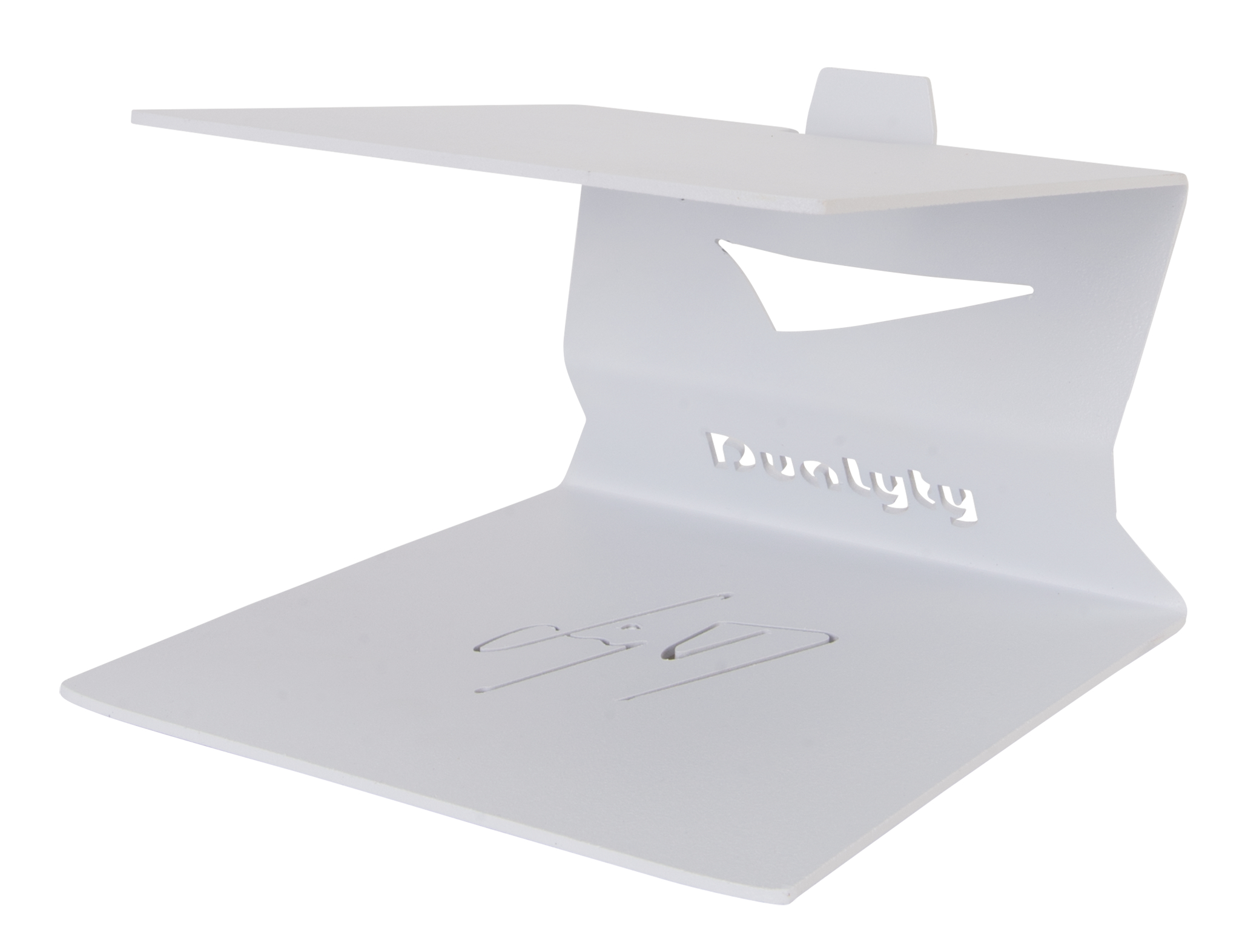 345-White-Online-Front-Pic.jpg Dualyty 345 Mild Steel Desktop Monitor Stand Pair (White) - Image 1