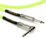Ernie Ball Braided Straight to Right Angle Instrument Cable - 10 foot Neon Yellow - Image 2