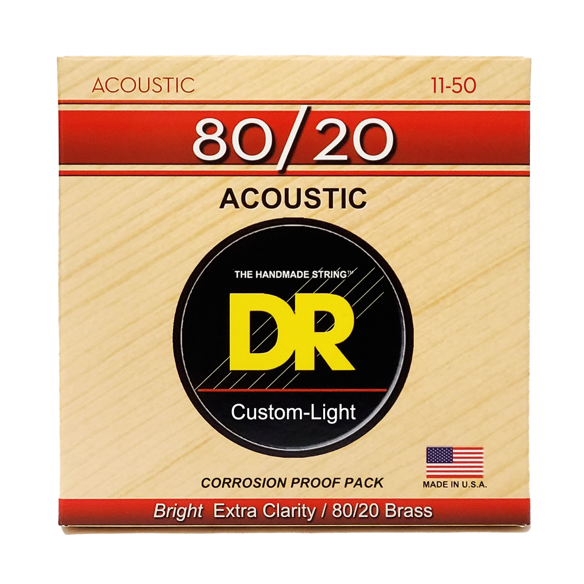 E0DPSKYg.png DR Strings Hi-Beam 80/20 Bronze Acoustic Guitar String Set - Custom Light 11-50 - Image 1