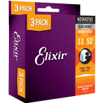 Elixir 16538 Nanoweb 80/20 Bronze Acoustic 11-52 3-Pack