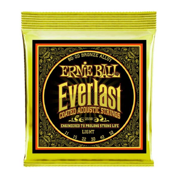 Ernie Ball 2558 Everlast Coated 80/20 Bronze Acoustic Guitar Strings - .011-.052 Light
