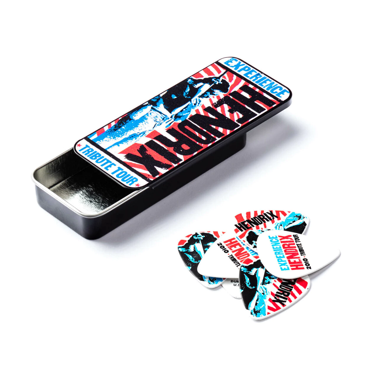Jimi-Hendrix-Tribute-Tour-Pick-Tin.png Dunlop Jimi Hendrix Tribute Tour Pick Tin - Image 1